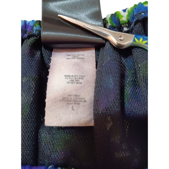 Y2K VINTAGE Ruffled Blouse Top L Floral Purple Green Whimsigoth Cottage Coquette - Picture 10 of 12